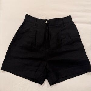 Donni black linen shorts